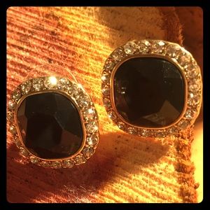 Elegant Black & Crystal Studs